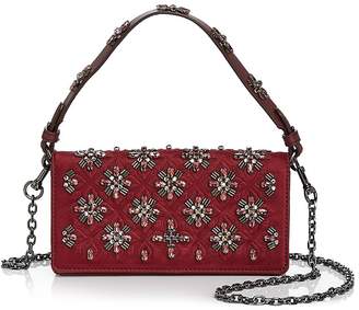 Tory Burch Cleo Embellished Fold-Over Satin Clutch