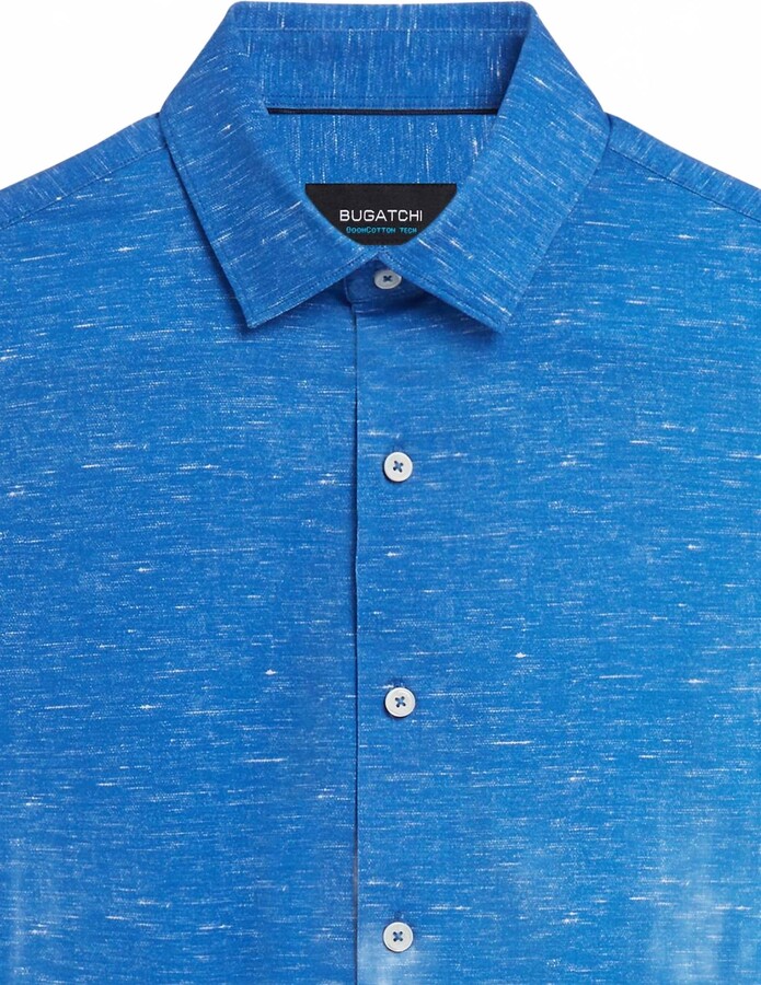 Bugatchi Uomo Men's Ooohcotton Tech Long Sleeve Shirt In Blue