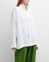 Thumbnail for your product : eskandar Side-Panel Shirt with Double Stand Collar (Mid Plus Length)