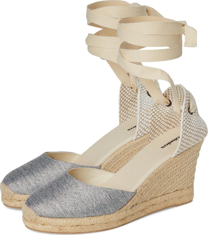 Soludos Womens Marseille Wedge Espadrille Silver 6.5 B (M)