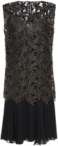 Thumbnail for your product : Oscar de la Renta Pleated Georgette And Guipure Lace Dress