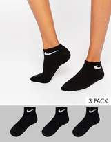 Thumbnail for your product : Nike 3 Pack Black Cushion Quarter Socks