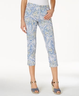 Charter Club Petite Bristol Printed Skinny Ankle Capri Jeans, Created for Macy's