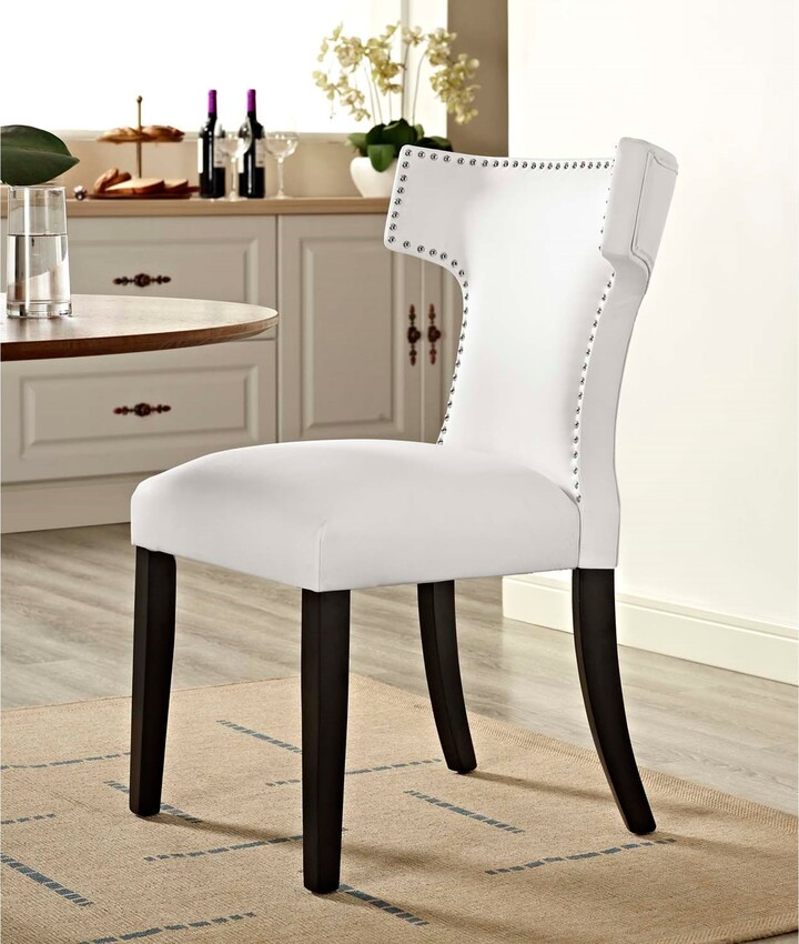 Zenta Modern White Vinyl Curved Dining Chair with Nailhead Trim ShopStyle