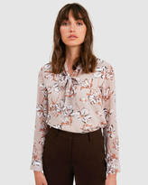 Thumbnail for your product : Forcast Nataly Tie Neck Blouse