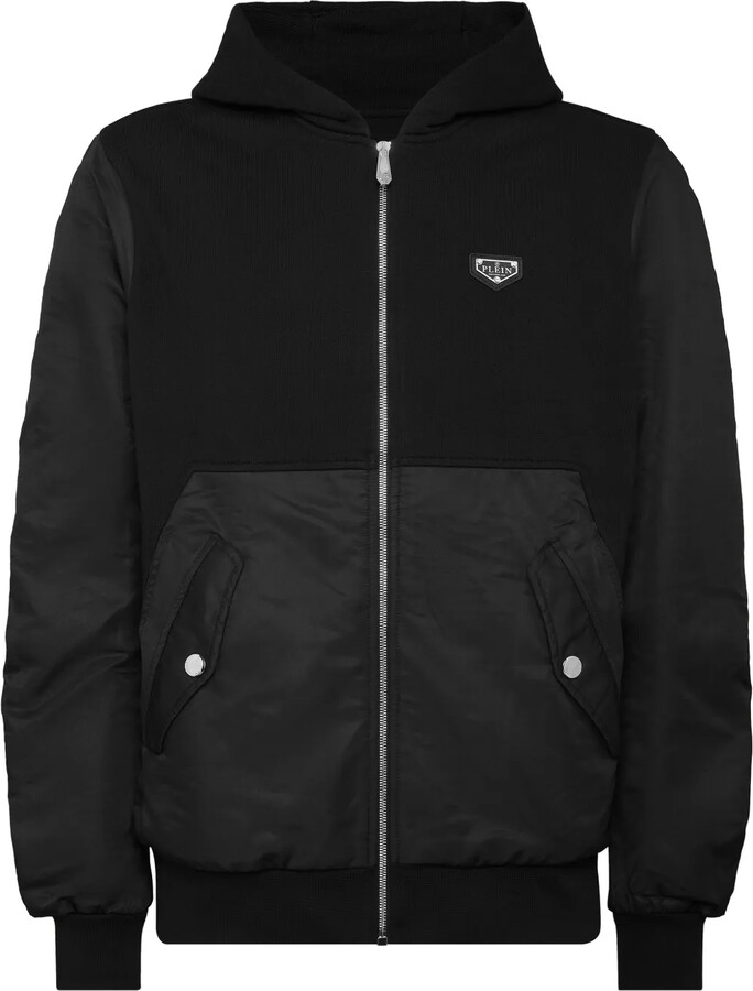 Philipp Plein Logo-Patch Zip-Through Hooded Sweatshirt