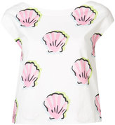 Boutique Moschino - blouse crop à motif de coquillage - women - coton/other fibers - 42