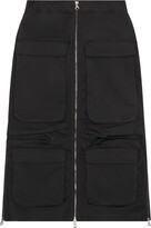 Black Cargo-Pocket Midi Skirt 