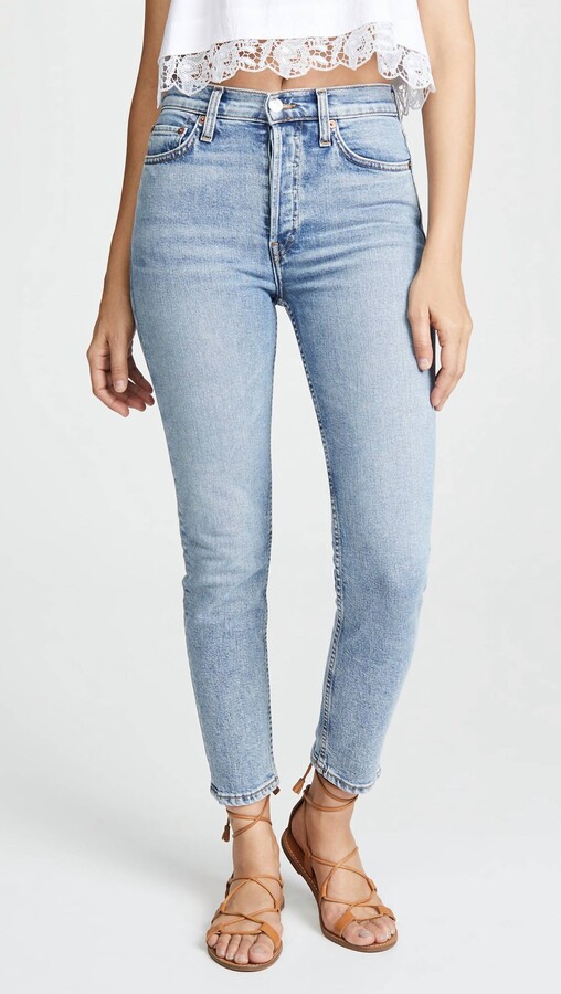 RE/DONE High Rise Ankle Crop Jeans In Mid 90S