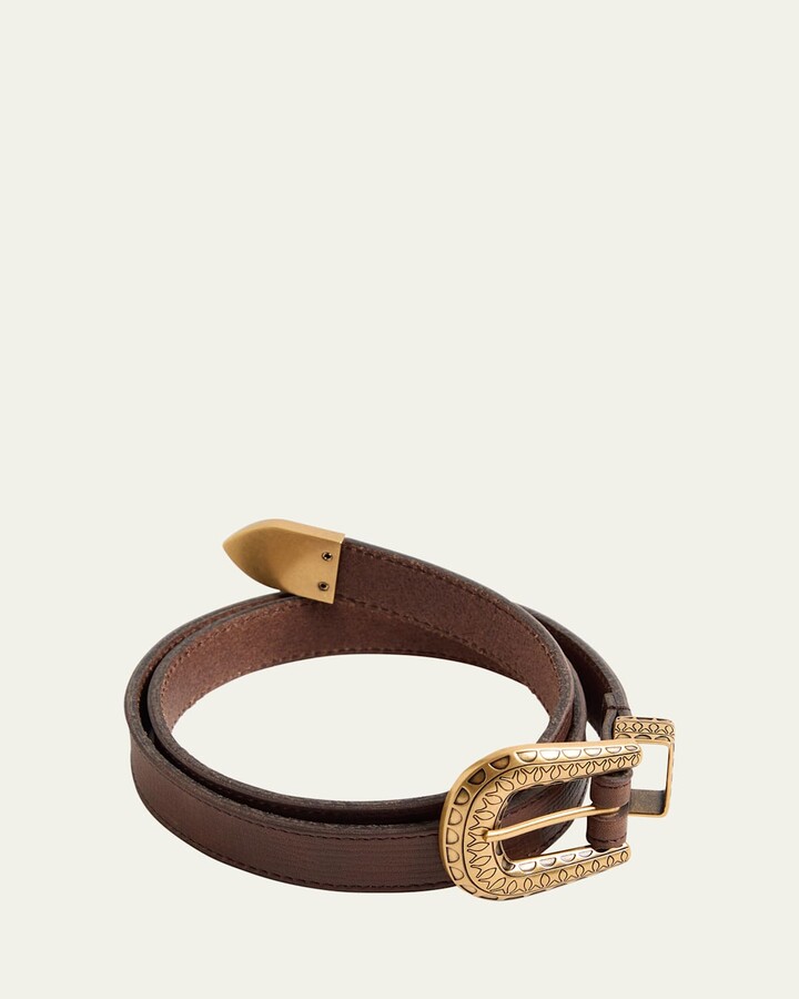 VLogo Signature Engraved Leather Belt, 20mm