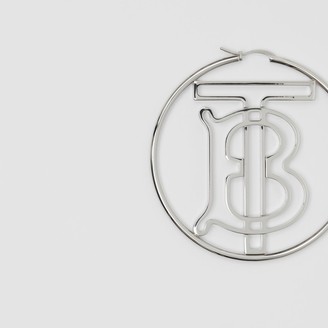 Burberry Palladium-plated Monogram Motif Hoop Earrings
