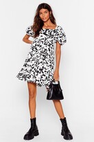 Thumbnail for your product : Nasty Gal Womens Cow Print Puff Sleeve Mini Dress - White - 8