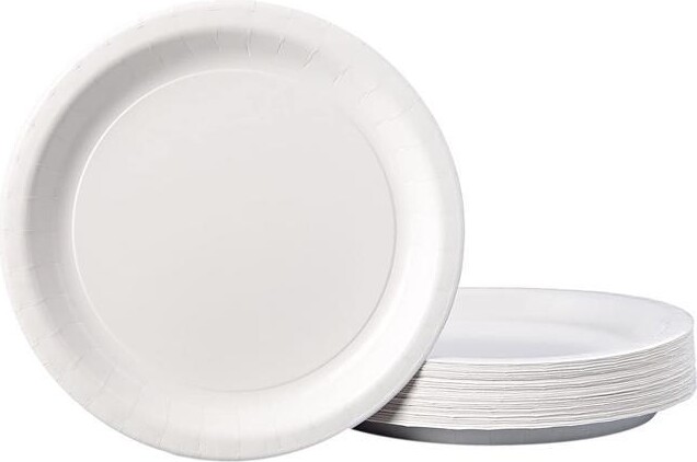 HOFFMASTER® PL7095 Coated Paper Dinnerware, Plate, 9', White, 50/Pack, 10 Packs/Carton, 1 Carton