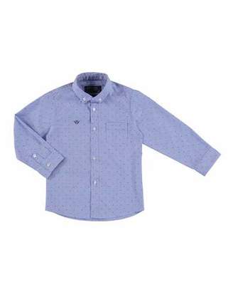 Mayoral Long-Sleeve Micro-Check Shirt, Navy/Red, Size 3-6