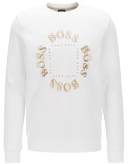 hooded sweatshirt with layered metallic logo