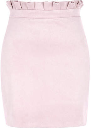 River Island Womens Pink faux suede paperbag mini skirt