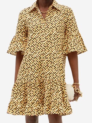 La DoubleJ Choux Puzzle-print Mini Shirt Dress - Yellow Multi
