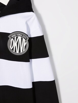 DKNY Striped Logo-Print Hoodie
