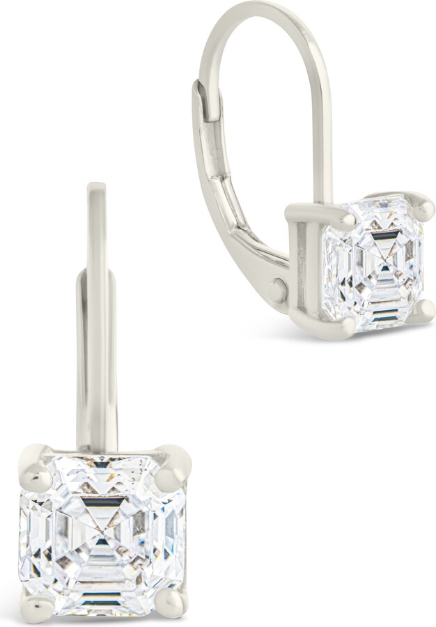 Sterling Forever Princess Cut Cubic Zirconia Lever-Back Earrings