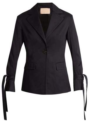 Brock Collection Jadine Single Breasted Cotton Drill Blazer - Womens - Navy