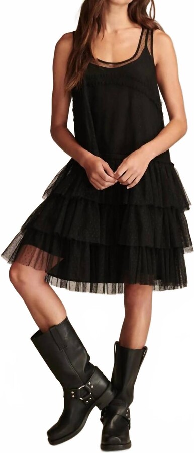 Tiered Tulle Cocktail Dress In Black
