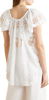 Thumbnail for your product : Miguelina Marisol Crochet-trimmed Embroidered Cotton-voile Top