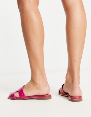 Dune London loopy slip on flat sandals in hot pink