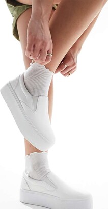 ASOS DESIGN Wide Fit Dice slip on flatform trainer in white