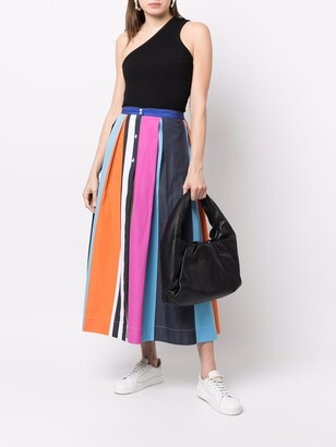 Sara Roka striped A-line skirt