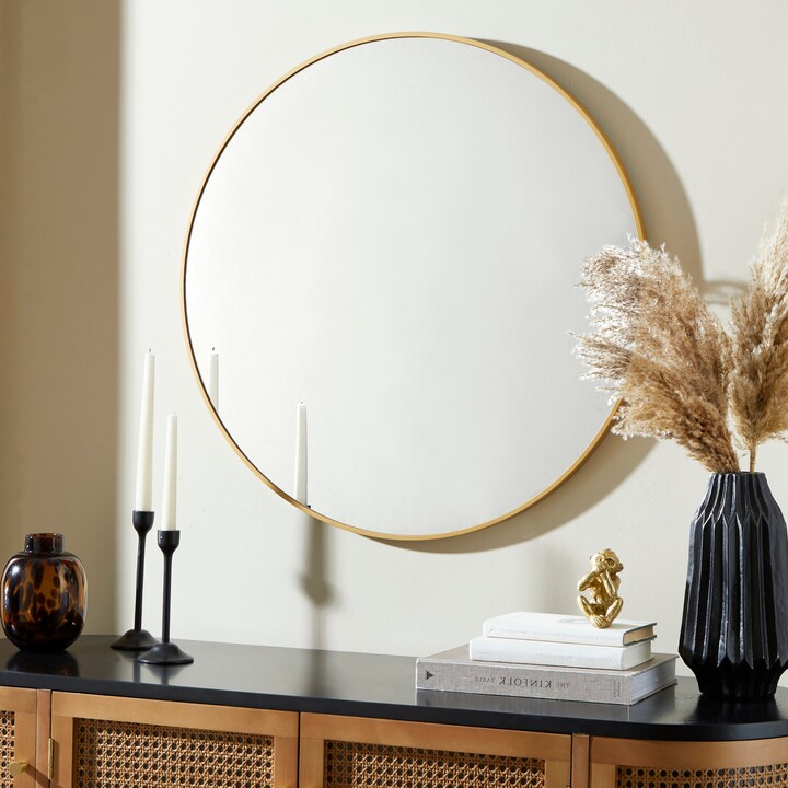 Dunelm Essentials Round Mirror 70cm Gold - ShopStyle
