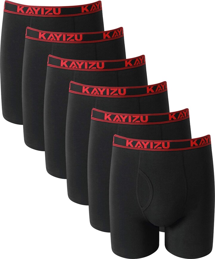 KAYIZU Brand Men's Underwear Ultimate Soft Cotton Boxer Brief (6Pack) Black XL ShopStyle