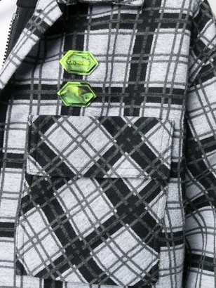 Off-White Check Pattern Layered Shirt Jacket