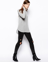 Thumbnail for your product : ASOS TALL Long Sleeve Top With Curved Hem In Rib