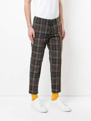 Kolor two-tone plaid print cropped trousers