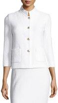 Thumbnail for your product : St. John Clair Lace-Trim 3/4-Sleeve Jacket, Bianco