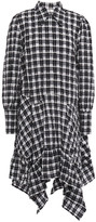 Thumbnail for your product : Ganni Charron Asymmetric Checked Cotton-blend Seersucker Shirt Dress