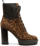 Thumbnail for your product : Gianvito Rossi 90 Leather-paneled Leopard-print Suede Ankle Boots