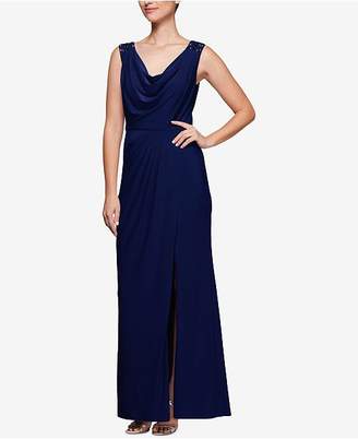Alex Evenings Embellished Draped Cowl Gown