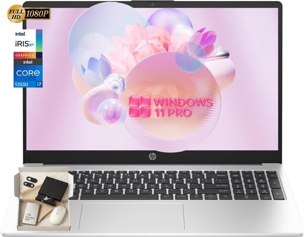 HP 250 G10 Laptop Computer for Business, Intel Core i7-1355U, 32GB RAM, 2TB SSD, 15.6' FHD Display, Windows 11 Pro, Numeric Keypad, Webcam Privacy...