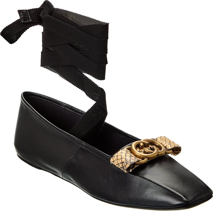 Gucci Double G Leather Ballet Flat