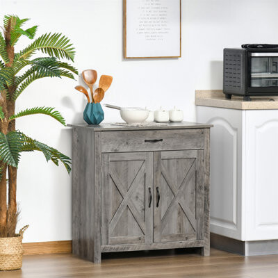 Gracie Oaks Rustic Farmhouse Sideboard Buffet Cabinet With Barn Doors, Ample Storage, And Adjustable Shelves For Kitchen Or Living Room