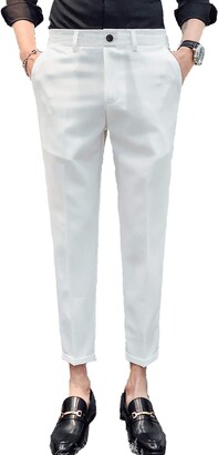 MOGU Ankle-Length Dress Pants for Men Slim Fit Cropped Trousers - white -  34 - ShopStyle