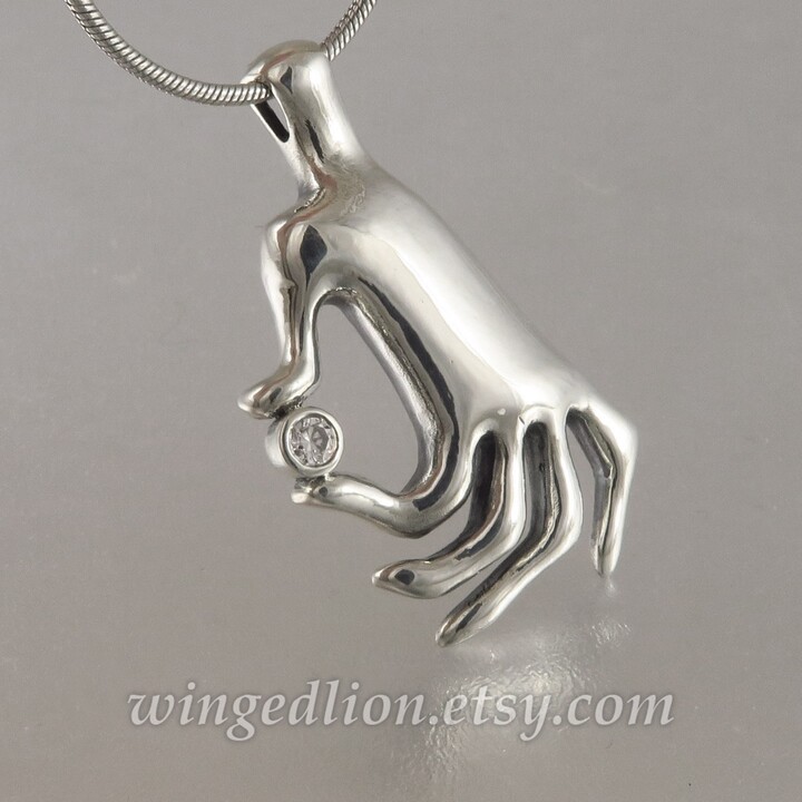 Etsy Silver Pendant Gentle Touch Sterling Silver Hand Ready To Ship