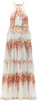 Thumbnail for your product : Zimmermann Mae Halterneck Floral-print Silk Maxi Dress - White Print