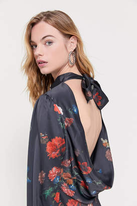 Urban Outfitters Riley Floral Cowl-Back Mini Dress