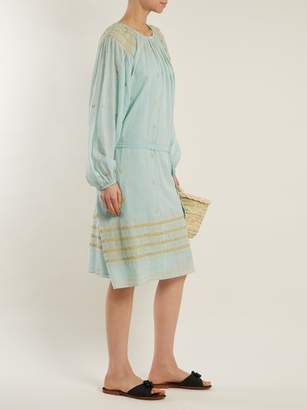 Mes Demoiselles Tenerife Embroidered Cotton Dress - Womens - Blue