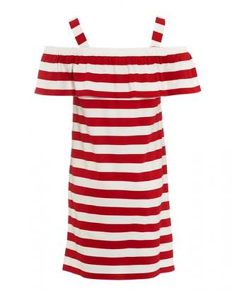 Max Mara Weekend Womens Palmira Red White Striped Off Shoulder Jersey Dress