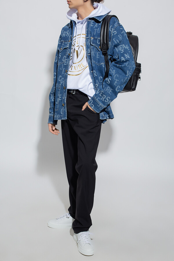 Versace Couture Denim Jacket With Logo Men's Blue -