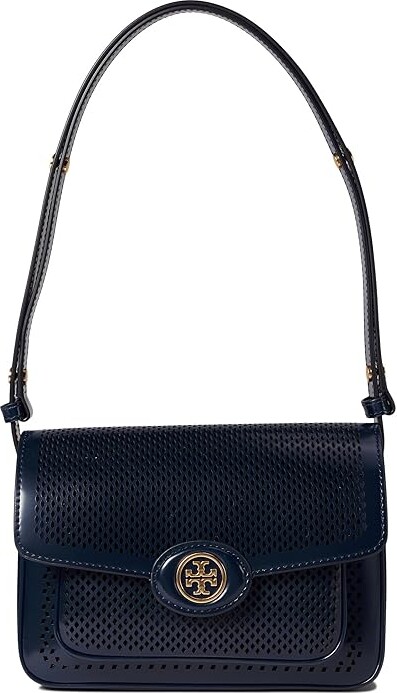 Tory Burch Perforated Logo Tote in Black