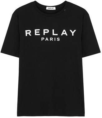 Replay Black Logo-print Cotton T